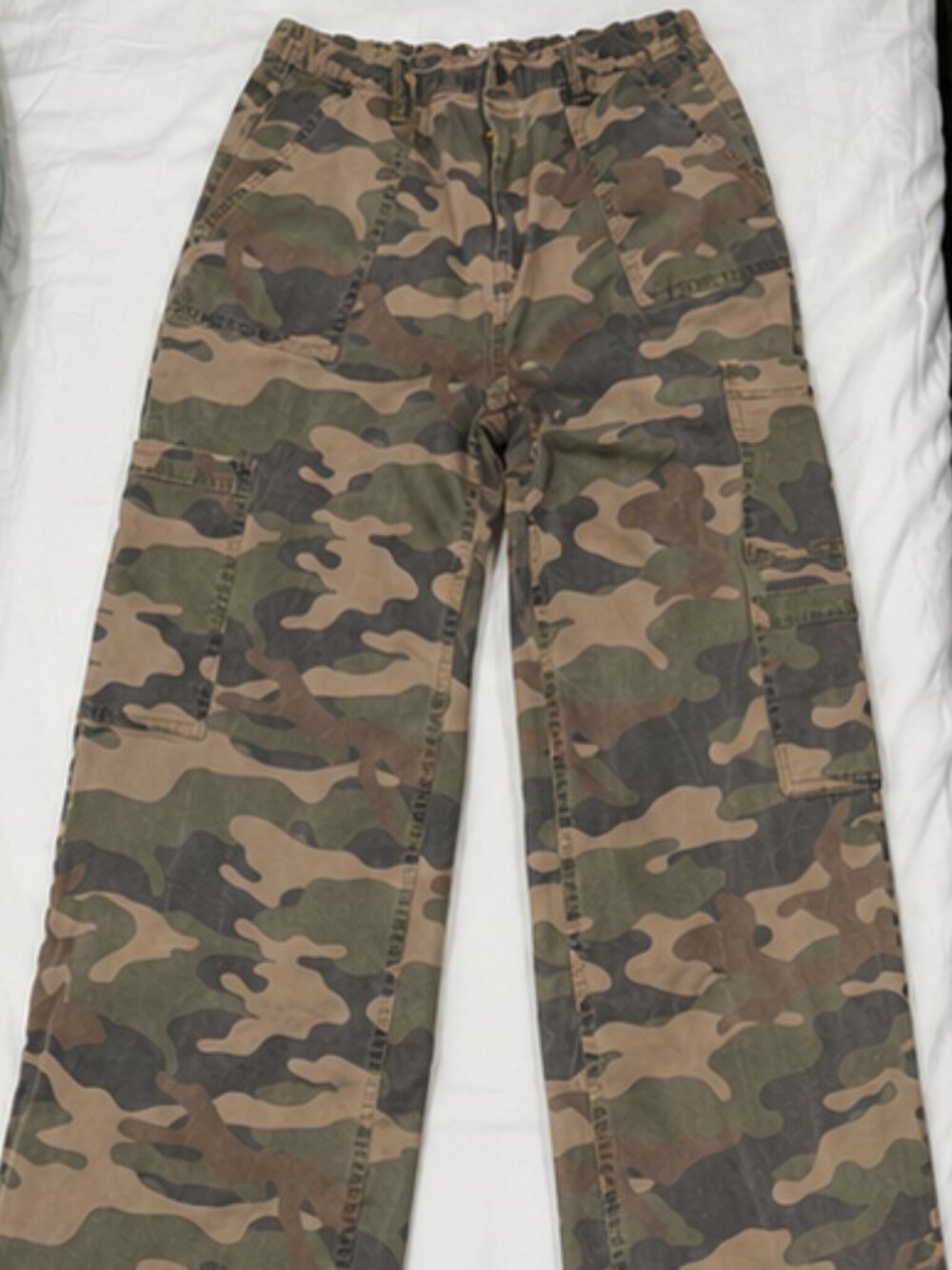 Camo Cargo Pants Wide Leg High Waist Utility Streetwear - Picture 4 of 5